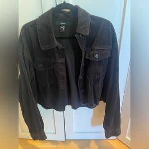 Black cropped corduroy jacket